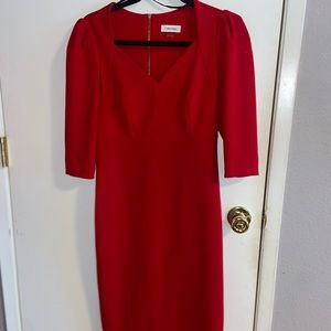 Calvin Klein sweetheart puff sleeve midi sheath dress Size: 4